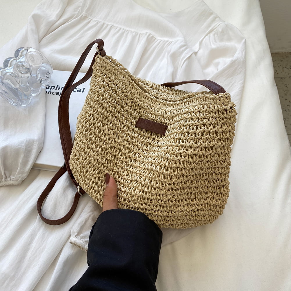 Luxury Crossbody Bag, Handmade Crochet Raffia Bucket Knitted Camel Color  Casual Shoulder Handbag, Lined Bag - Yahoo Shopping