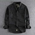 thumbnail image 2 of Vintage Retro Men Cargo Shirt Jacket Canvas Cotton Khaki Military Uniform Light Casual Work Safari Style Shirts Mens Tops Shirt, 2 of 5