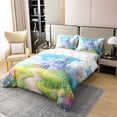 thumbnail image 3 of Erosebridal Rainbow Castle 100% Cotton Comforter Cover Full, Fairy Tale Bedding Sets Full Size, Spring Flower Reversible Bed Set, Microfiber Room Decor, 3 Pieces（No Comforter）, 3 of 8