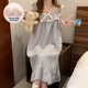 thumbnail image 4 of Vestido de dormir sin mangas a cuadros para mujer, camisón de algodón con burbujas de tejido fino, almohadilla fija holgada para el pecho, ropa de casa, verano, 4 of 4