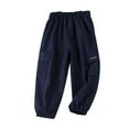 thumbnail image 2 of GBSYEWXS Pants For Boys Kids Cargo Cool Solid Color Elastic Waist 2025 Navy Trousers Size 5 Years-6 Years, 2 of 4