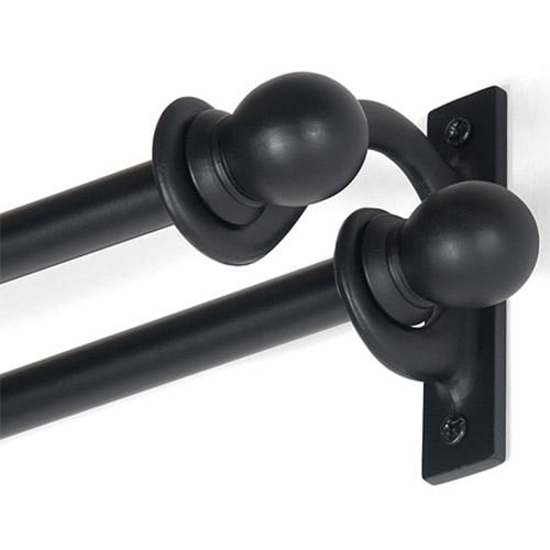 Double Curtain Rod Set, Black, 5/8" Rod Diameter