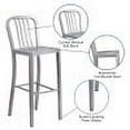 thumbnail image 5 of BizChair Commercial Grade 30" High Silver Metal Indoor-Outdoor Barstool with Vertical Slat Back, 5 of 12