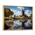 thumbnail image 2 of Designart "Reflective Windmills in Holland II" Windmills Floater Framed Wall Art Living Room, 2 of 7