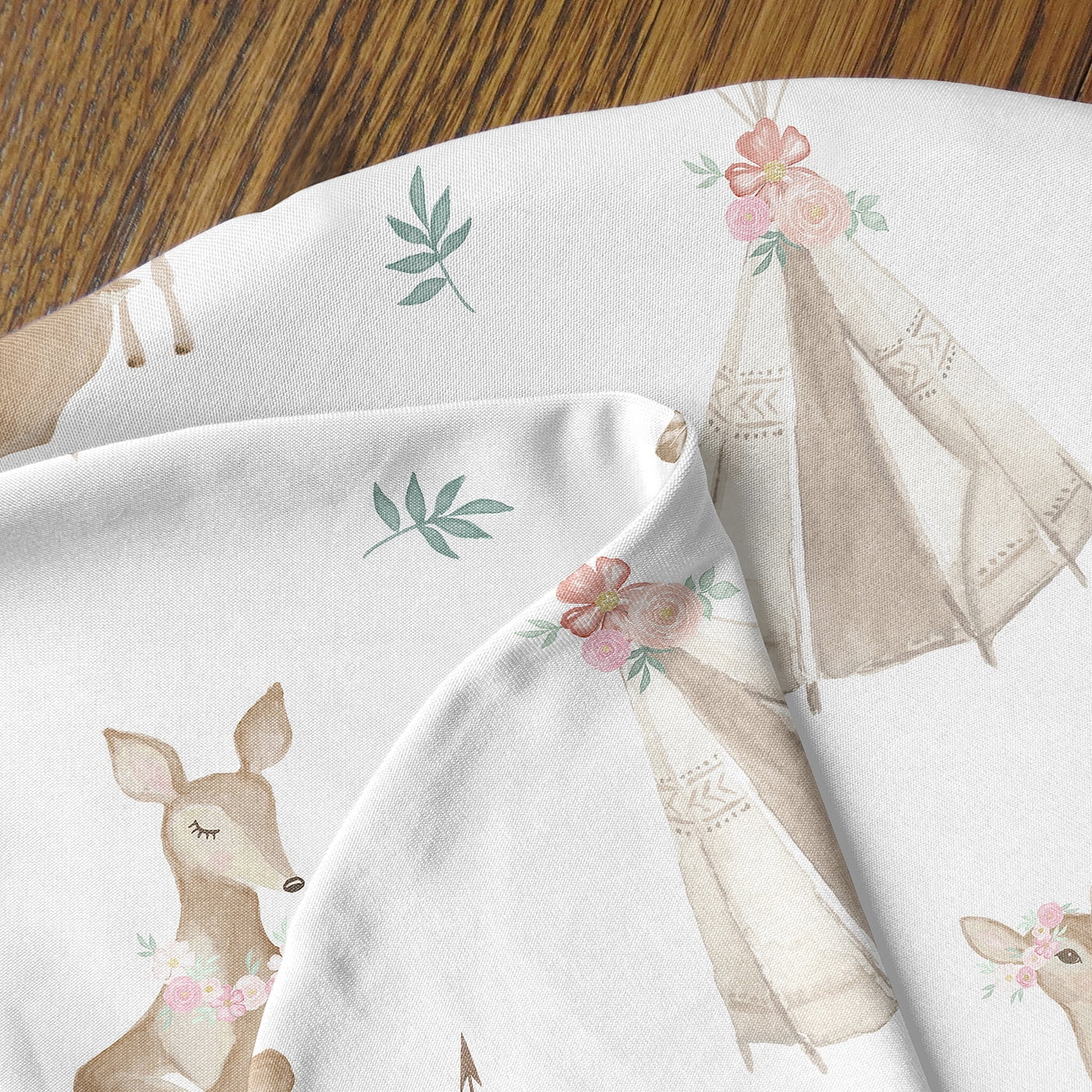 Sweet Jojo Designs Deer Floral Pink Green and White Nursing Pillow Cover Case (Pillow Not Included) (Pillow NOT Included)