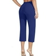 thumbnail image 4 of RPVATI Cargo Capris for Women Petite Summer Wide Leg High Waist Yoga Capri Leggings with Pockets Casual Plus Size Tummy Control Crop Pants Blue S, 4 of 4