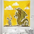 thumbnail image 1 of Yellow Tapestry, Knight Shield in Steel Armour Against Wings Cartoon Middle Ages Design, Fabric Wall Hanging Decor for Bedroom Living Room Dorm, 5 Sizes, Yellow, by Ambesonne, 1 of 1