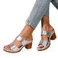 thumbnail image 4 of Mostsola Open Toe Sandals for Women 2025 Comfortable Slip on Shoes Summer Slides Heeled Sandals, 4 of 8