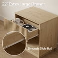 thumbnail image 4 of Joyyskill 22 Inch Fluted Nightstand, Wooden Night Stand with Large Storage Drawer & Open Shelf, Mid Century Modern Bedside Tables,Light Oak, 4 of 7