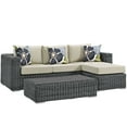 thumbnail image 1 of Modern Contemporary Urban Design Outdoor Patio Balcony Three PCS Sectional Sofa Set, Beige, Rattan, 1 of 6
