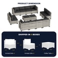 thumbnail image 6 of 14-Piece Outdoor Patio Furniture Set, PE Wicker Rattan Sectional Sofa Conversation Set with Tempered Glass Table & Thick Cushions - All-Weather Garden, Backyard Furniture,Dark Grey, 6 of 7