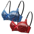 thumbnail image 3 of Zynoxe 2PC Plus Size Lace Balconette Bra with Bow Detail Supportive Underwire Push Up Bra Solid Color Everyday Underwear, 3 of 8