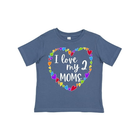 

Inktastic I Love My Two Moms- Pride Rainbow Hearts Gift Toddler Boy or Toddler Girl T-Shirt