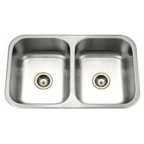 Houzer Medallion Gourmet 31 in Stainless Steel Undermount 50/50 Double Bowl Kitchen Sink with Strainer - MGD-3120-1