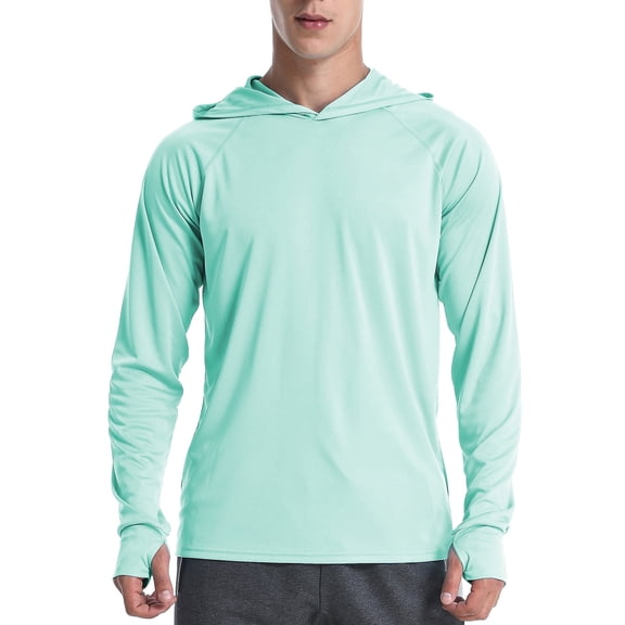 FEDTOSING Men's UPF 50  Long Sleeve Shirts Sun Protection SPF/UV Fishing Hoodie T-Shirts Green