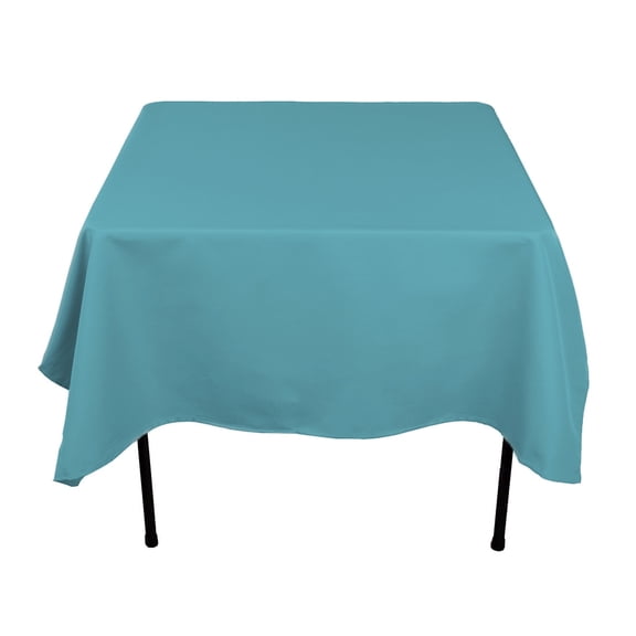70 in. square polyester tablecloth turquoise
