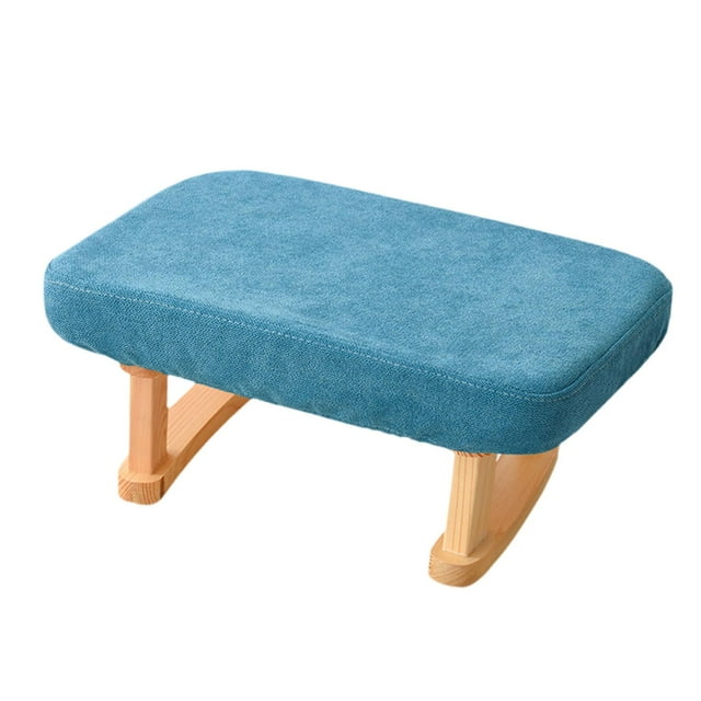 Otomana rectangular, taburete para reposapiés, taburete para cambiar zapatos, taburete para sofá, dormitorio, oficina, puerta, habitación resistente Azul