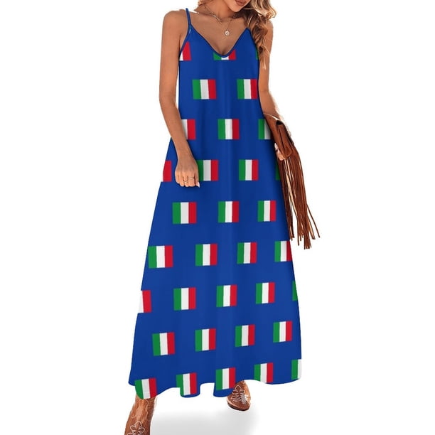 Nuevo patrón de la bandera de Italia fondo azul Bandiera di Italia Vestido sin mangas ropa de verano para mujer
