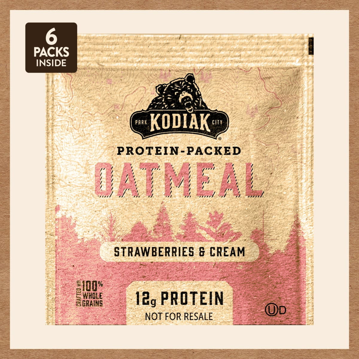(3 pack) Kodiak Protein-Packed Strawberries and Cream Instant Oatmeal Packets, 1.76 oz (6 Count)
