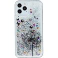 thumbnail image 2 of Funda para iPhone 12 (6,1 pulgadas), TPU suave transparente, diseño elegante con corazones, purpurina, arena movediza brillante, funda líquida fluida, 2 of 5