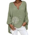thumbnail image 1 of Gibobby Blusa Mujer Estampado floral Tallas grandes Blusa suelta con cuello en V Manga casual Camisa de mujer Blusa larga de mujer（Verde， XXXXL), 1 of 5