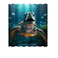thumbnail image 2 of Diving Sea Turtle Pattern Decorative Shower Curtain Set, Dry Wet Partition Bathroom Curtain With 12 PCS Plastic Hooks 90W X180L, 2 of 9