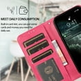thumbnail image 6 of Nalacover Wallet Case for iPhone 14 Pro Max, Vintage Retro PU Leather Soft Silicone Shockproof Magnetic Flip Folio Cover with Kickstand Card Slots Holder Wrist Strap Shockproof Case, Rose, 6 of 8