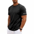 thumbnail image 2 of LODIENY Men's Short Sleeve Workout Shirts Dry Fit Lightweight Moisture Wicking Athletic Tops Crew Neck Running Gym Summer Casual Tees Black M, 2 of 9