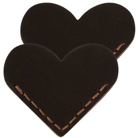 HOOWIFFY Heart Shaped Leather Bookmark 2Pcs 2.5x1.9in
