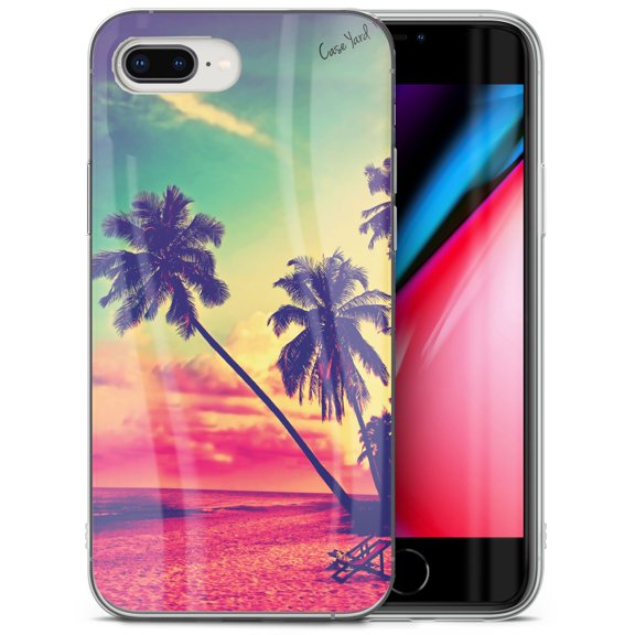 Case Yard iPhone-8-Plus Case Clear Soft & Flexible TPU Ultra Low Profile Slim Fit Thin Shockproof Transparent Bumper Protective Cover Drop Protective Cell Phone Cases (Beach Paradiso)