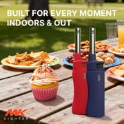 MK Mini Utility Lighter Refillable Butane, Wind-Resistant, Assorted Colors, 2 Pack