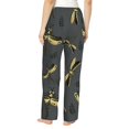 thumbnail image 3 of Pajama Pants Women, Black Golden Dragonfly Sweatpants Soft Sleep Lounge Pants, Casual PJ Bottoms Pants with Pockets, 3 of 5