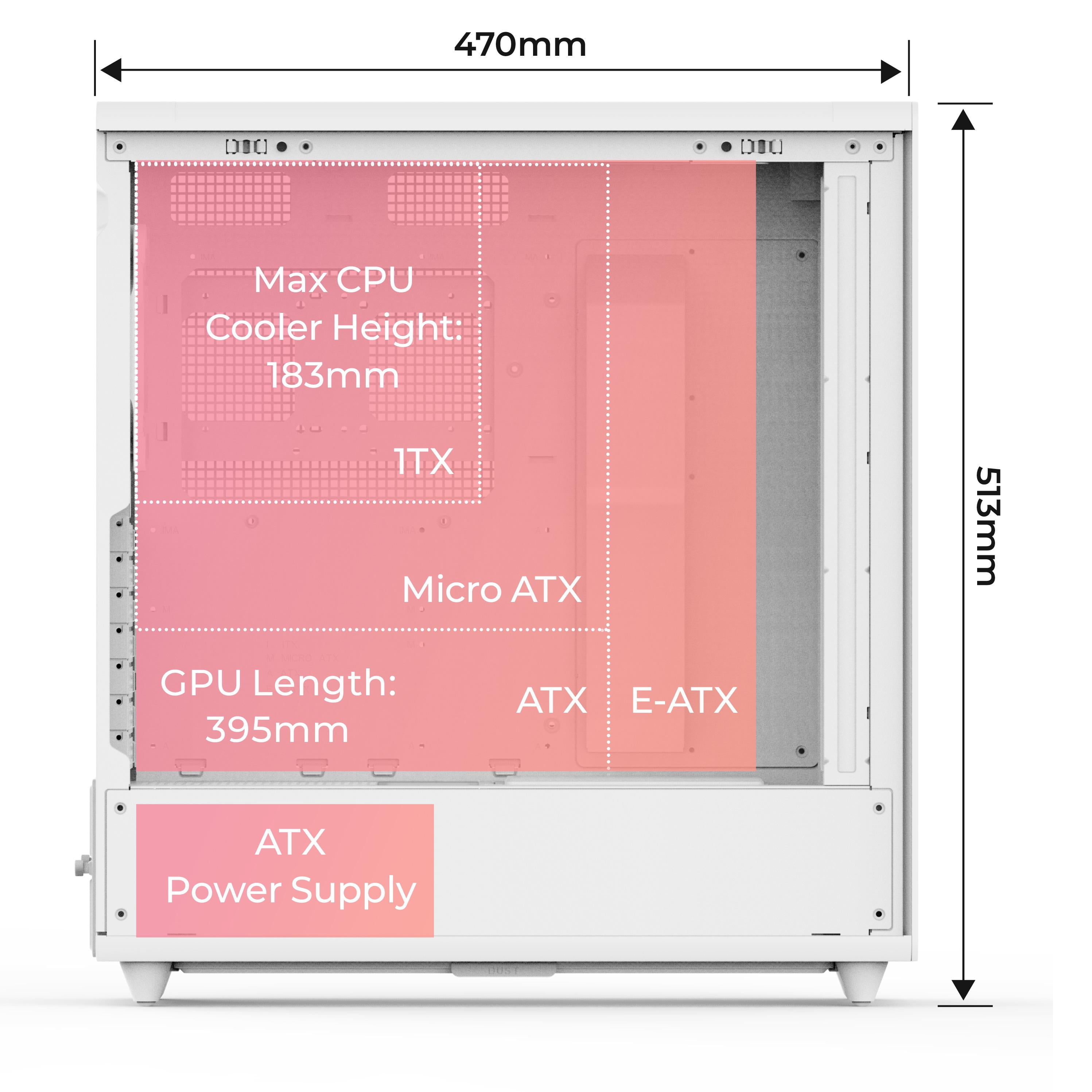 Rosewill Helium Air Mid Tower E-ATX Gaming Case, Mesh Panel, Tool-less, High-Airflow, Cable Management system, USB 3.1, included 1x 140mm PWM Fan, White
