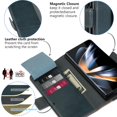 thumbnail image 3 of Funda KeziHome de piel auténtica para Samsung Z Fold 4, color azul marino, 3 of 7