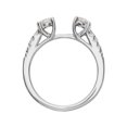 thumbnail image 2 of Solid 14K White Gold Three Stone Diamond Side-Stones with CZ Cubic Zirconia Peg Set Center Stone Engagement Ring Size 7, 2 of 8