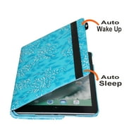 JYtrend Smart Case for iPad 2nd/ 3rd/4th Generation, Rotating Stand Magnetic Wake/Sleep Cover for iPad 2/3/4 A1395 A1396 A1397 A1403 A1416 A1430 A1458 A1459 A1460 (Embossed Flower)