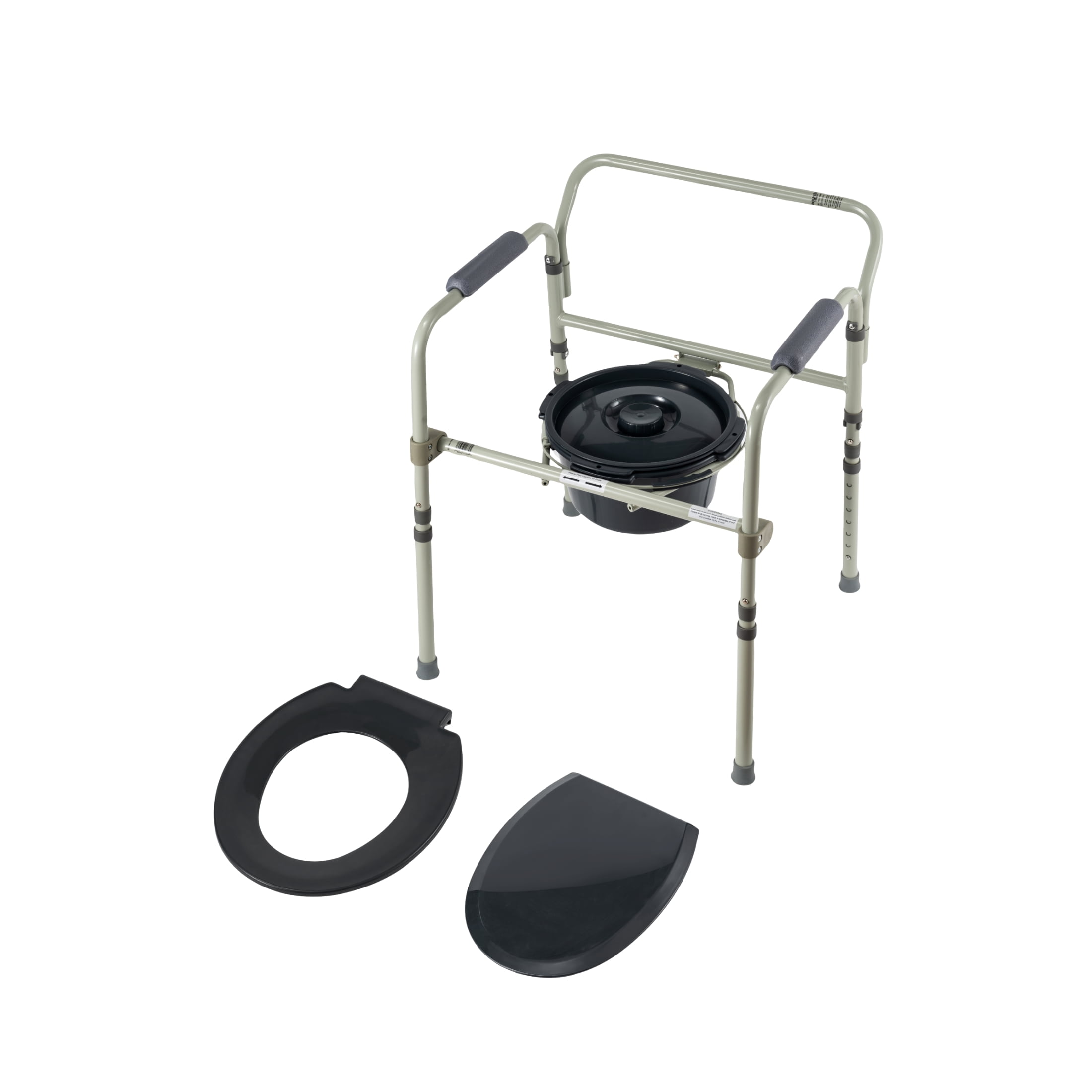 Equate Steel Foldable 3-in-1 Bedside Commode Toilet, Gray – 400 lb Weight Capacity