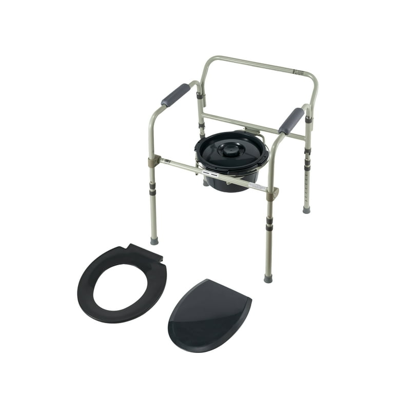 Equate Steel Foldable 3 in 1 Bedside Toilet Commode 400 lb Weight Capacity Gray. Walmart