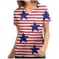 thumbnail image 1 of Fiudx Camisetas para Mujer Día de La Independencia Blusa Informal de Manga Corta con Cuello En V y Bolsillos Estampados para Mujer, 1 of 4