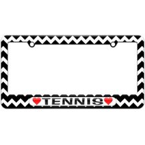 Tennis Love with Hearts License Plate Tag Frame, Multiple Colors