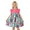 thumbnail image 3 of SROBPTY Girls Summer Dress Print Crew Neck Mid-Length Short Sleeve Sundress for 6 Months -10 Years, 3 of 5