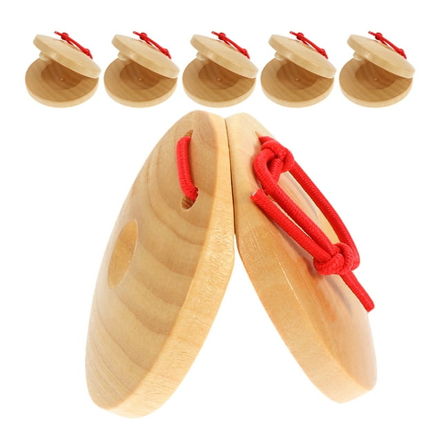Miangastore 6pcs Wooden Castanets Finger Castanet Small Musical Instruments Rhythm Castanets