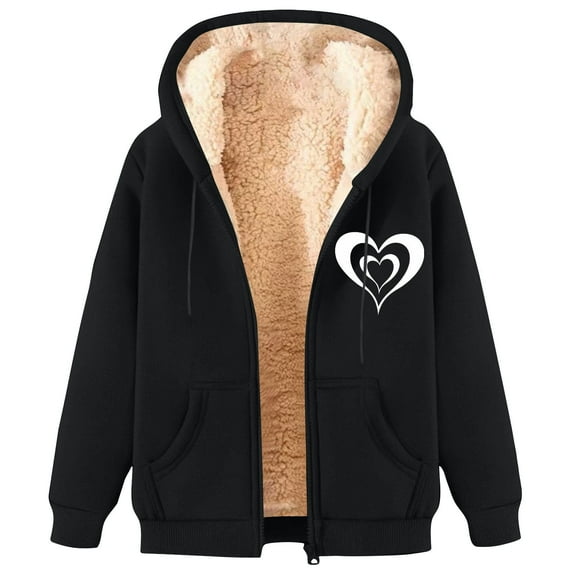 GA WEIHUA Online Deals,Fleece Coats for Men Casual Winter Warm Sherpa Lined Zip Up Hooded Sweatshirt Jacket Coat(Black,XXL)