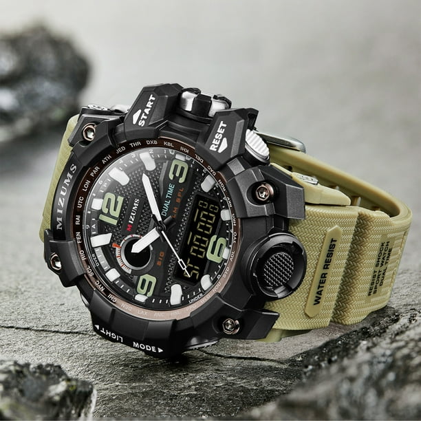 MIZUMS Men Fashion Sport Quartz Watch Electronic Digital LED