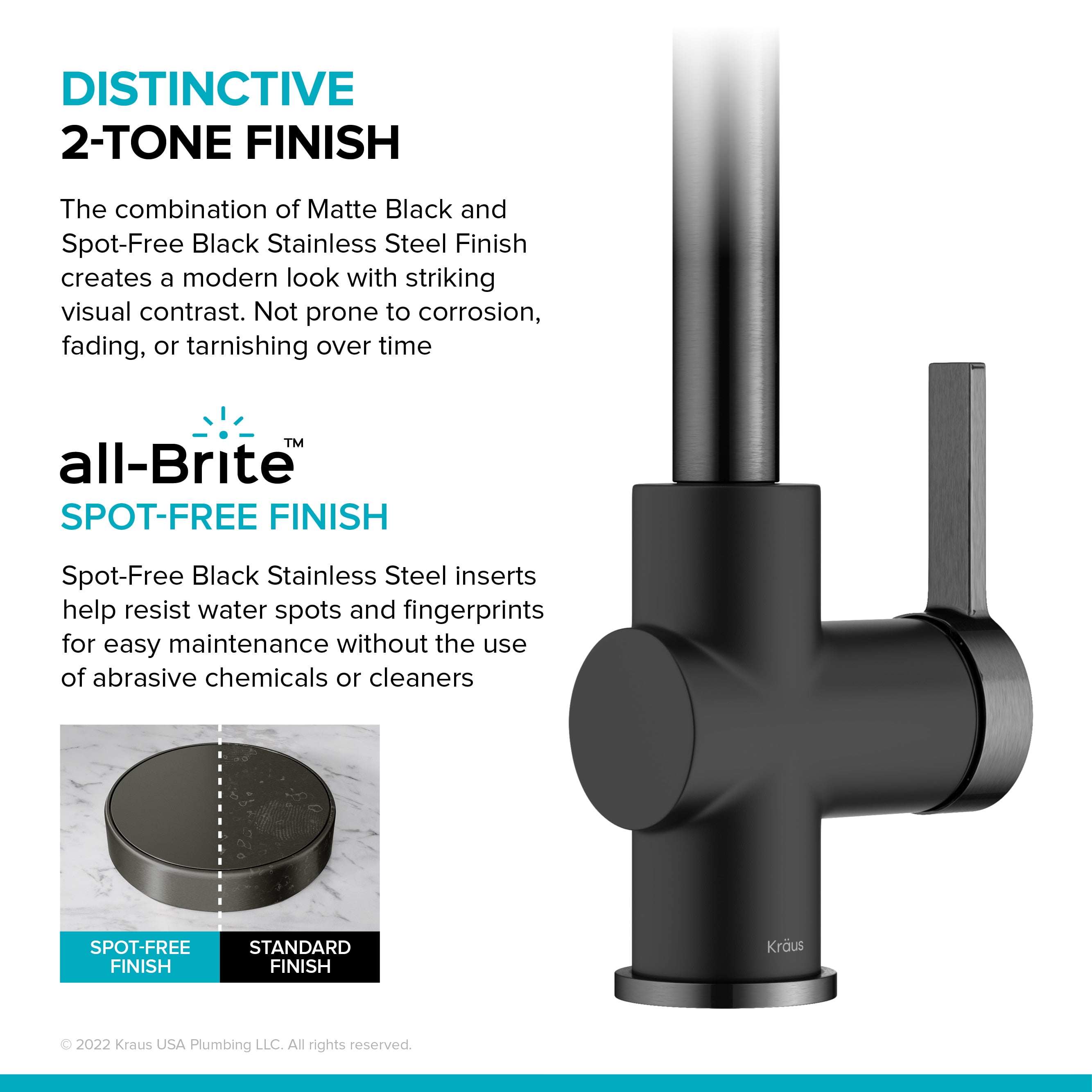 KRAUS Britt Commercial Style Pull-Down Single Handle Kitchen Faucet in Matte Black/Spot-Free Black Stainless Steel