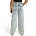 thumbnail image 7 of Kids Girls Jeans Pants Elastic High Waist Wide Leg Jeans Loose Denim Pants for Little Girls 8-9 Years, 7 of 7