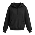 thumbnail image 5 of Girls Half Zip Hoodie Long Sleeve Casual Loose Fit Fashion Kids Hooded Sweatshirt Black 3-4 Years, 5 of 5