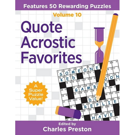 Puzzle Books for Fun Quote Acrostic Favorites: Features 50 Rewarding Puzzles, Book 10, (Paperback)