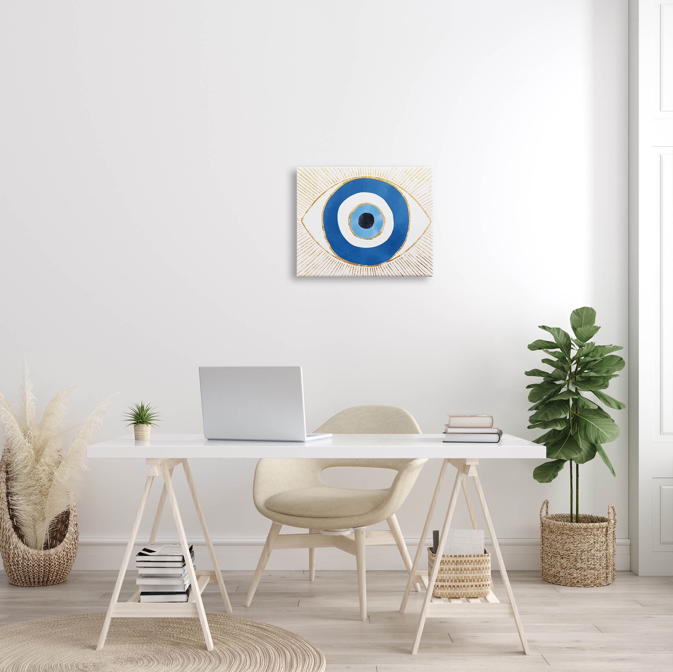Stupell Industries Evil Eye Shape Striped Mati Symbol Graphic Art Gallery Wrapped Canvas Print Wall Art, Design by Ziwei Li