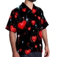 thumbnail image 2 of Valentine's Day Love ECG Men's Short Sleeve Beach Shirts Button Down Poplin Casual Printed Summer Unisex, 2 of 6